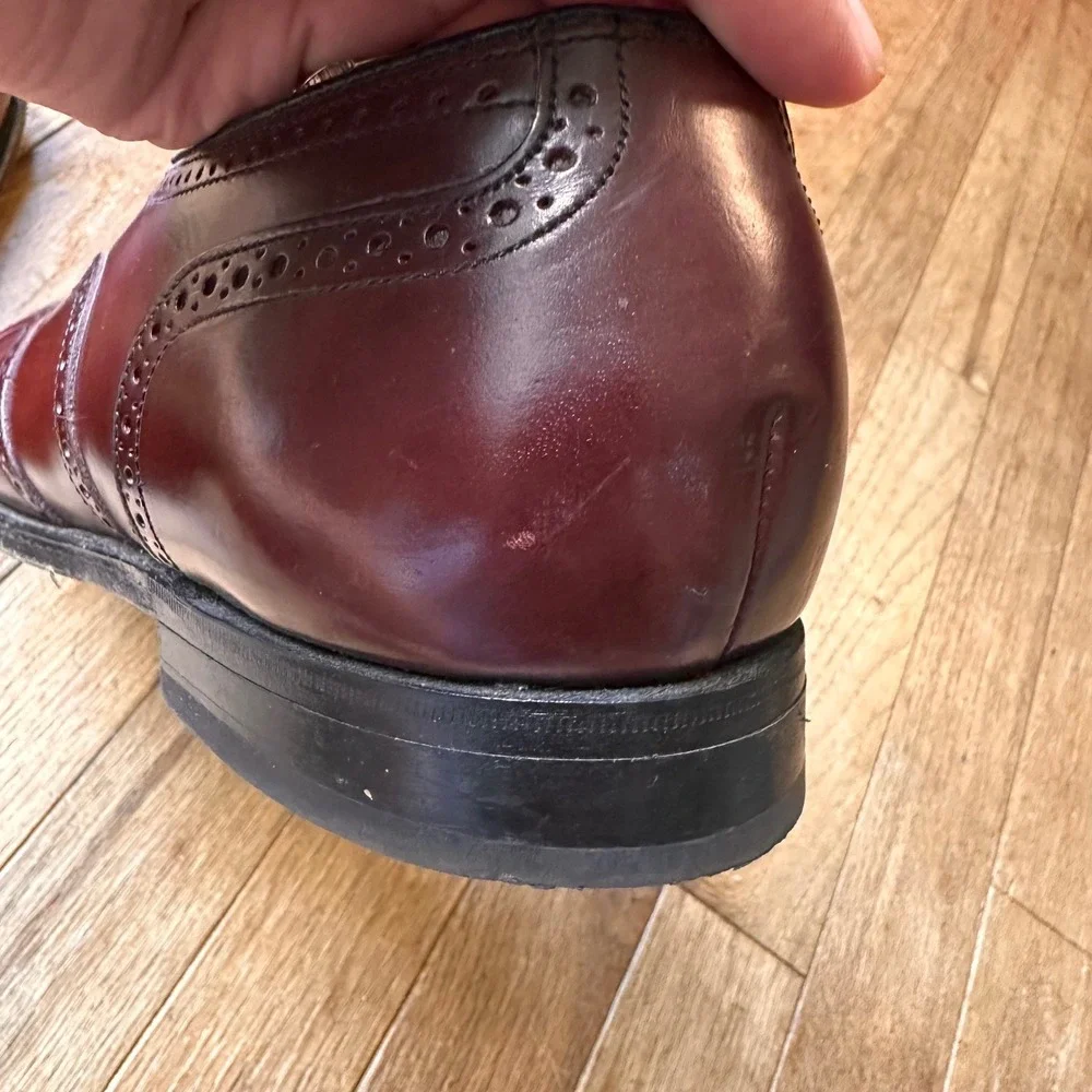 Florsheim Imperial Wingtip Oxford Mens 10 3E Leather Brogue Burgundy USA Vintage